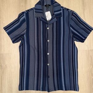 Reiss Navy and White Patterned Button Down Shirt